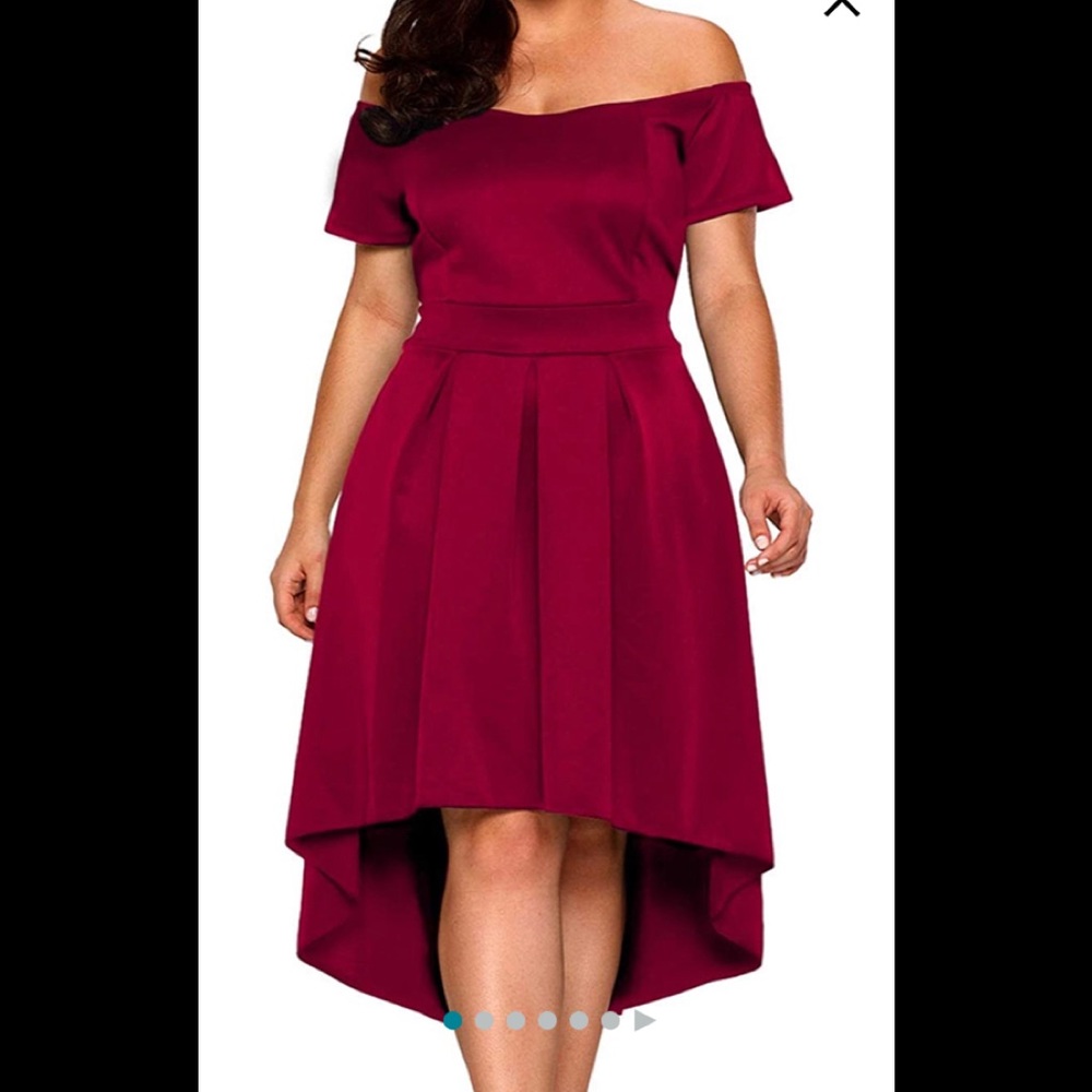 SOLD Burgundy Hi Low Cocktail Dress - Picture 1 of 10